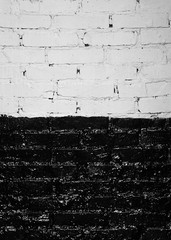 Black white old, weathered, rustic brick wall,Texture of plaster, fresh paint