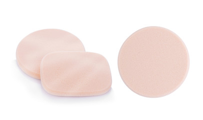 Cosmetic sponges on white background