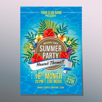 summer hawaii pasrty poster