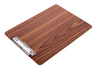 wooden clipboard on white background