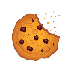 Bitten  chip cookie vector illustration - obrazy, fototapety, plakaty