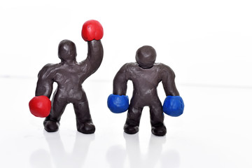 Boxing figures from plasticine.