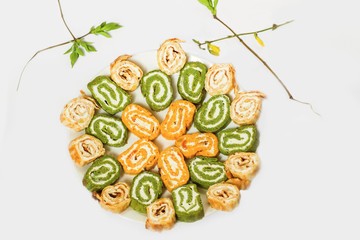 Green and orange vegetable roll