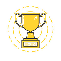 Vector business illustration of gold award cup icon in flat linear style.