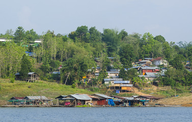 floating village in Kanchanaburi Province, Thailand