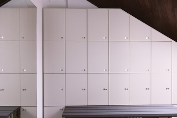 Interior of a locker changing room in the gym