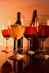 Colorful wine glass with wine in a bar