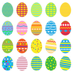 Easter eggs icons set. Collection eggs. Isolated on white background. Vector illustration.