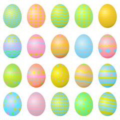 Easter eggs icons set. Collection eggs. Isolated on white background. Vector illustration.