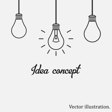 Idea concept. light bulb. Bulbs icon. Business Vector illustration.