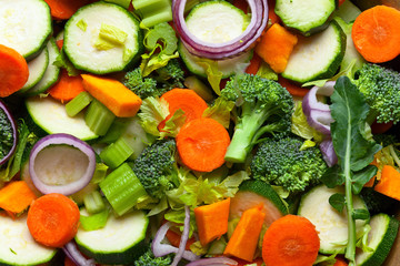 Close-up of sliced raw vegetables