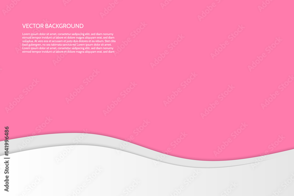 Poster vector modern simple wavy pink background with paper effect. background with gray and white waves. s