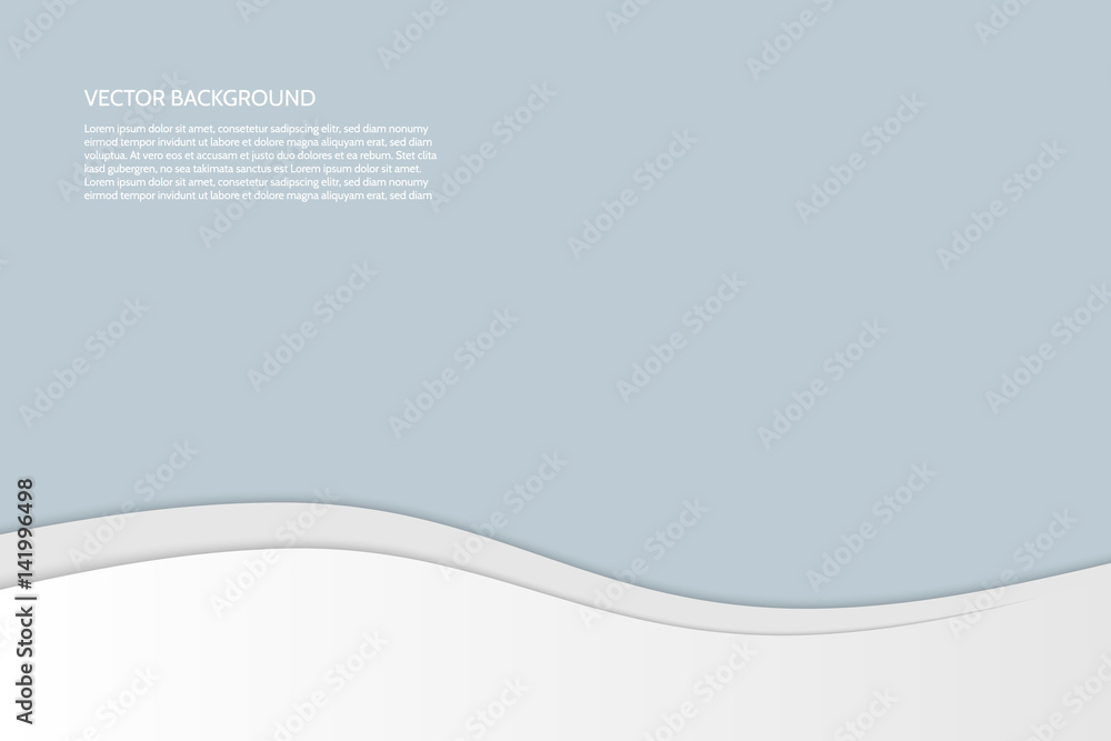 Poster vector modern simple wavy gray-blue background with paper effect. background with gray and white wav