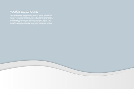 Vector modern simple wavy gray-blue background with paper effect. Background with gray and white waves. Sample text.