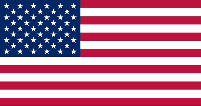 United states flag. Standard sizes and colors. Vector illustration.