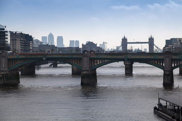 River Thames from Millenium Bridge in London, UK.