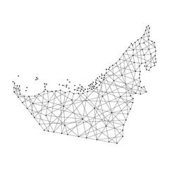 Naklejka premium Map of United Arab Emirates from polygonal black lines and dots of vector illustration