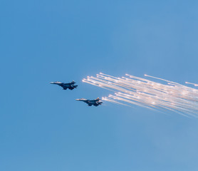 War jet planes launches anti-missiles