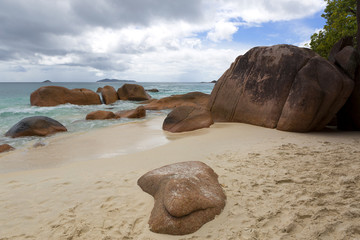 Tropical beach view at Anse Lazio, Seychelles