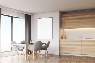 Kitchen interior with poster, corner