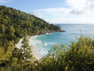 Fototapeta na wymiar Tropical panorama view, Praslin island, Seychelles