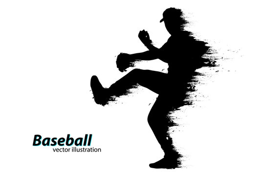 Silhouette of a baseball player. Vector illustration