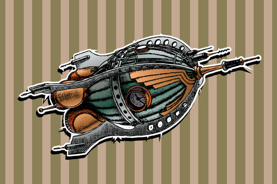 Steampunk Rocket. Vector Illustration