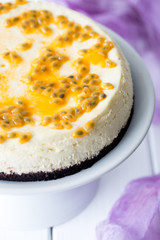 Fresh passion fruit cheesecake dessert
