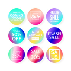 Modern sale banners template for social media and mobile apps. Colorful gradient background. Vector illustration