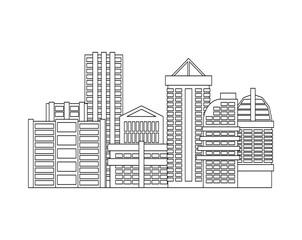 Obraz premium City is linear style. Town isolated. Many buildings and business centers.