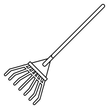 rake tool gardening thin line vector illustration eps 10