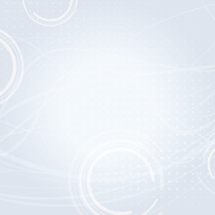 Light background with circles and thin wavy strips. Vector pattern