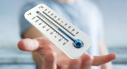 Businessman checking the temperature drop 3D rendering