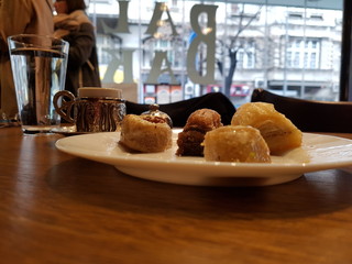 Sweet baklava in cafe