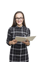 Isolated nerdy girl portrait
