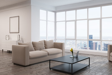 Naklejka na ściany i meble Living room with sofa and window