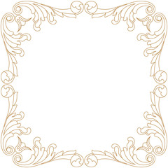 Golden vintage border frame engraving with retro ornament pattern in antique baroque style decorative design. Vector.