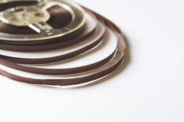 Old reel with magnetic tape for record player