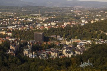 View to town Carlsbad from Diana Tower. Karlovy Vary. West Bohemia. Czech Republic