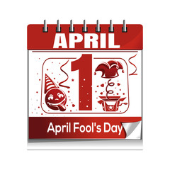 Calendar with the date of 1st April. April Fool's Day calendar isolated on white background. Fools Day calendar icon. Vector illustration