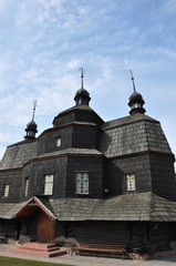 Obraz premium The old wooden church of the Ascension in the Ukrainian city Chortkiv. In May 2017 the church will celebrate 300 years since its founding.