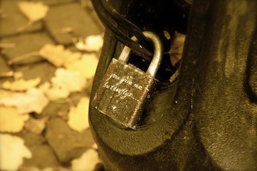 Love message on padlock