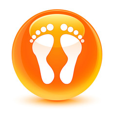 Footprint icon glassy orange round button