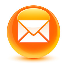 Email icon glassy orange round button