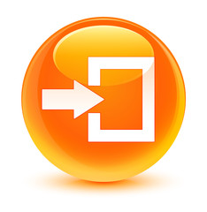 Login icon glassy orange round button