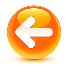 Back arrow icon glassy orange round button