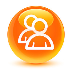 Group icon glassy orange round button