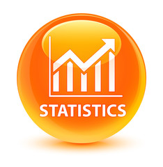 Statistics glassy orange round button