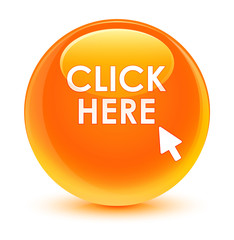 Click here glassy orange round button
