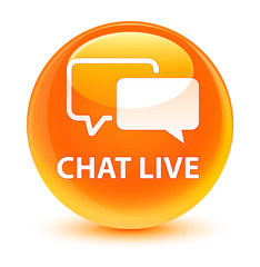 Chat live glassy orange round button
